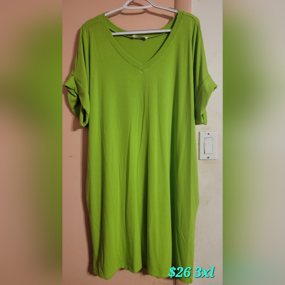 Zenana Green Brunch Dress with pockets 3X